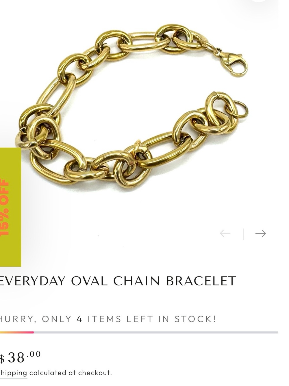 Everyday Oval Chain Bracelet - Gold Tone
